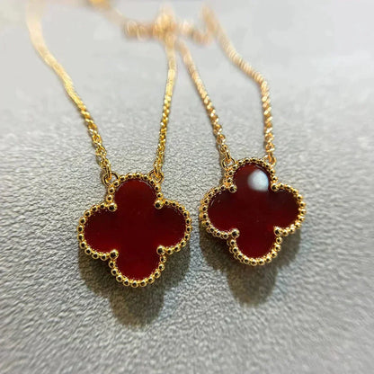 [Lumina]CLOVER 15MM CARNELIAN SINGLE FLOWER NECKLACE