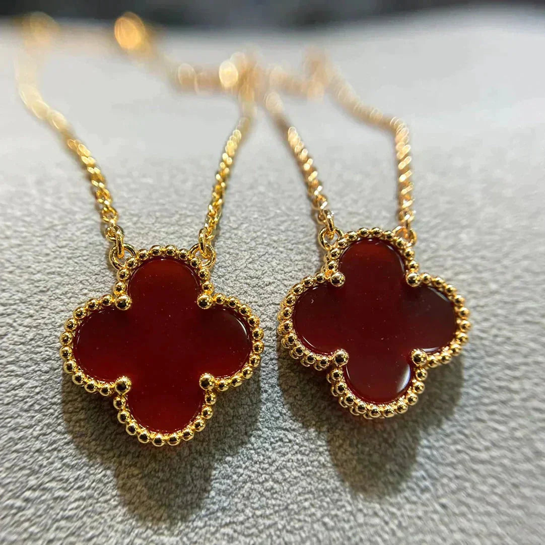 [Lumina]CLOVER 15MM CARNELIAN SINGLE FLOWER NECKLACE