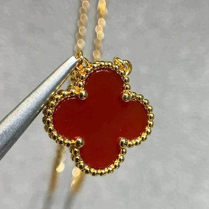 [Lumina]CLOVER 15MM CARNELIAN SINGLE FLOWER NECKLACE