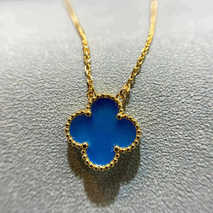 [Lumina]CLOVER 15MM BLUE AGATE NECKLACE