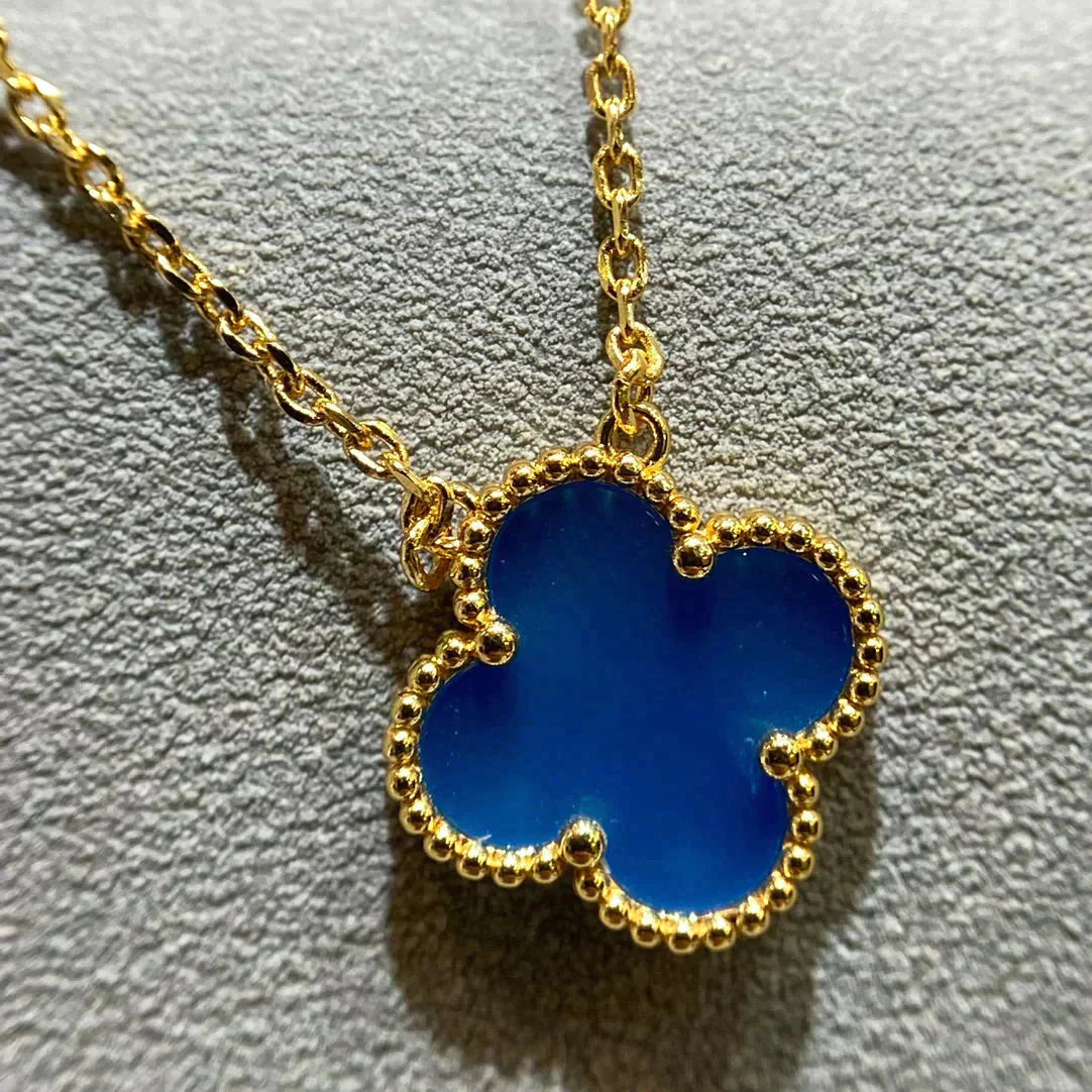 [Lumina]CLOVER 15MM BLUE AGATE NECKLACE