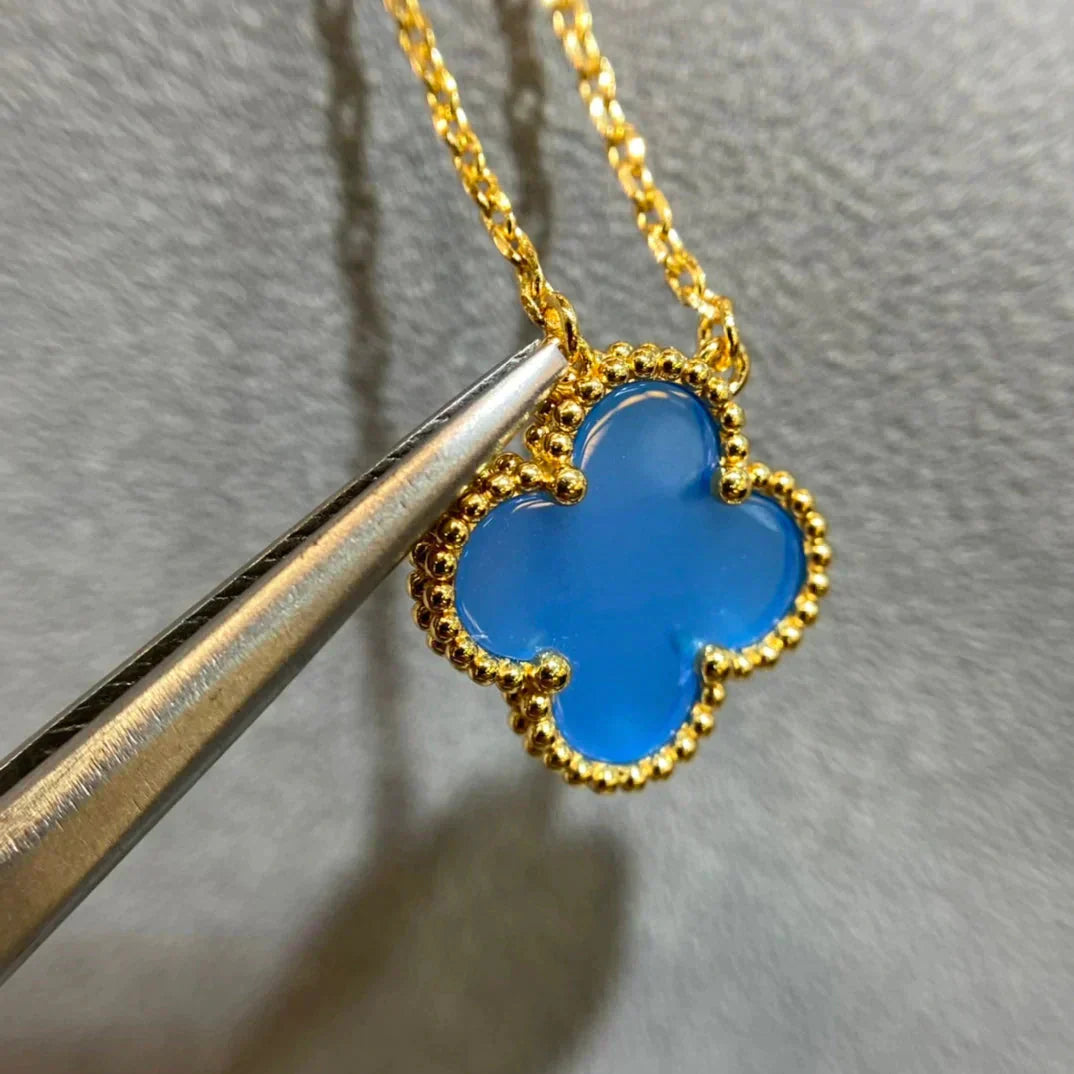 [Lumina]CLOVER 15MM BLUE AGATE NECKLACE
