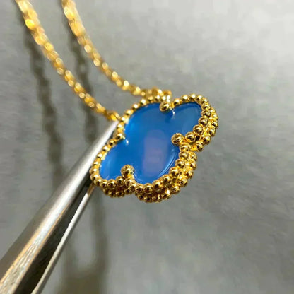 [Lumina]CLOVER 15MM BLUE AGATE NECKLACE