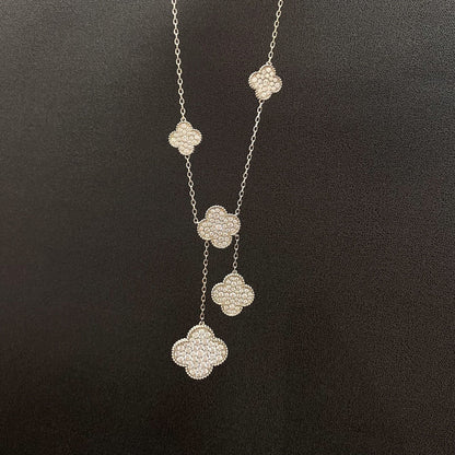 [Lumina]CLOVER 5 MOTIFS SILVER DIAMONDS NECKLACE