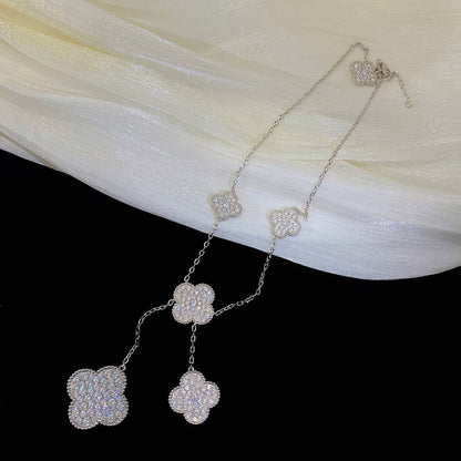 [Lumina]CLOVER 5 MOTIFS SILVER DIAMONDS NECKLACE