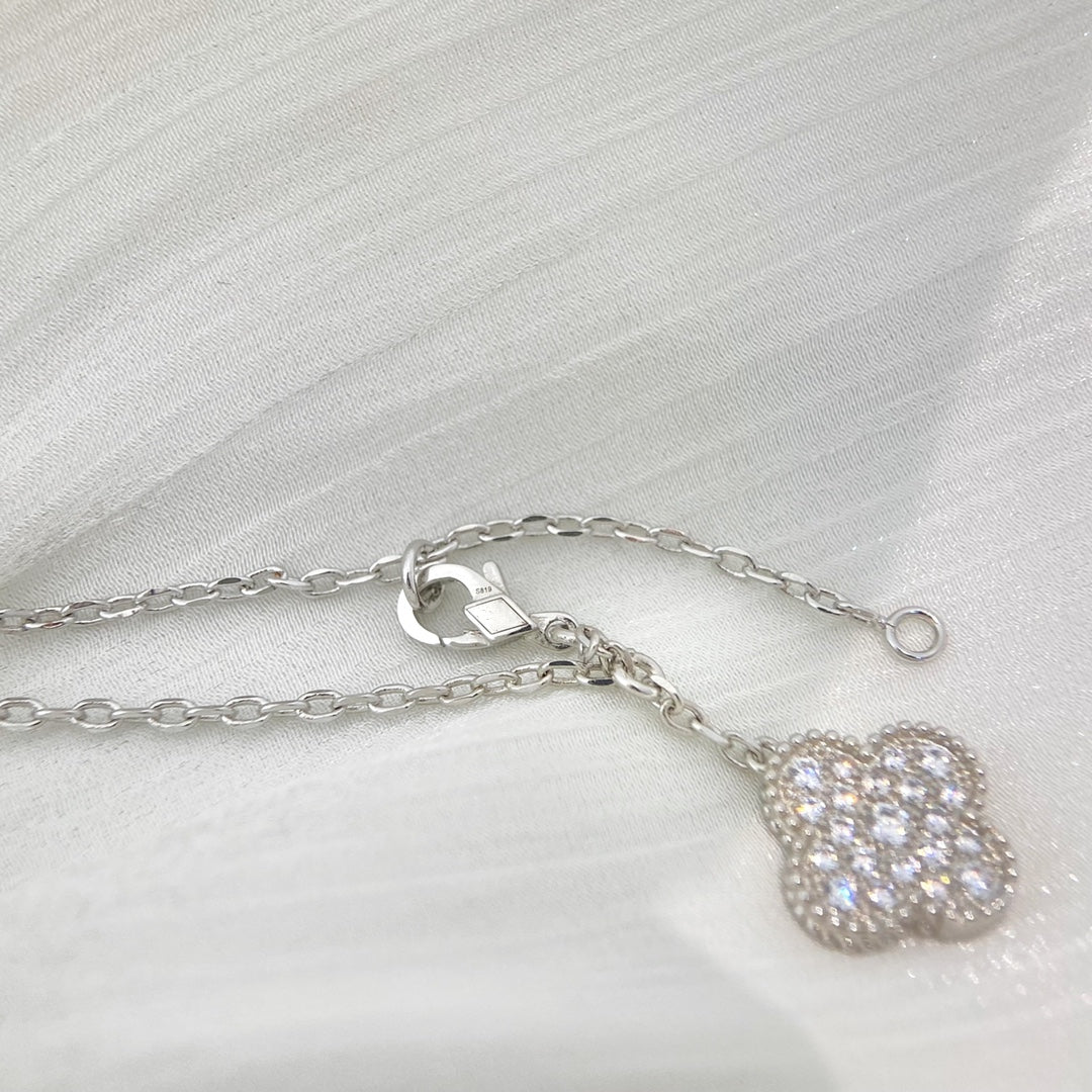 [Lumina]CLOVER 5 MOTIFS SILVER DIAMONDS NECKLACE