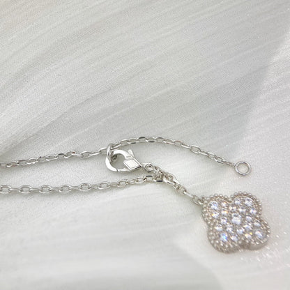 [Lumina]CLOVER 5 MOTIFS SILVER DIAMONDS NECKLACE