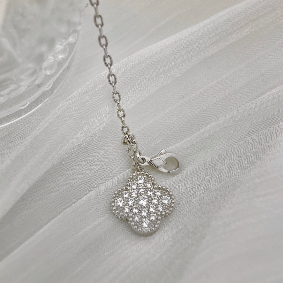 [Lumina]CLOVER 5 MOTIFS SILVER DIAMONDS NECKLACE