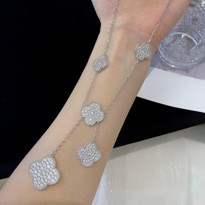 [Lumina]CLOVER 5 MOTIFS SILVER DIAMONDS NECKLACE