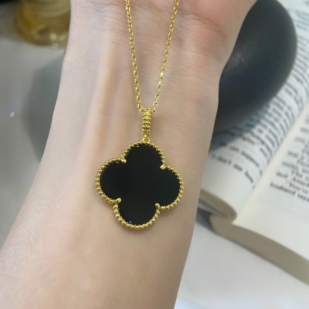 [Lumina]CLOVER 25MM NECKLACE GOLD ONYX