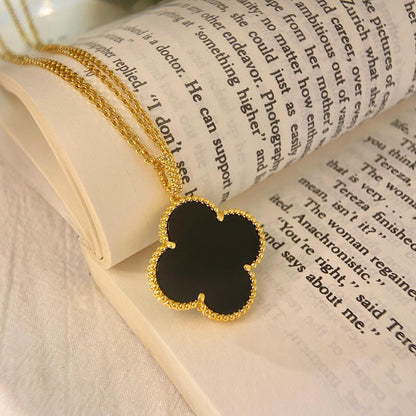 [Lumina]CLOVER 25MM NECKLACE GOLD ONYX