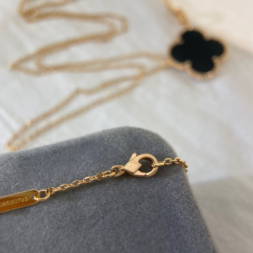 [Lumina]CLOVER 25MM NECKLACE GOLD ONYX