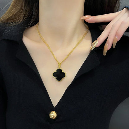 [Lumina]CLOVER 25MM NECKLACE GOLD ONYX