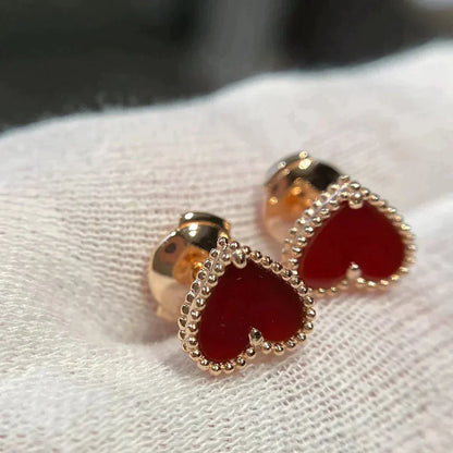[Lumina]HEART CARNELIAN STUD EARRINGS