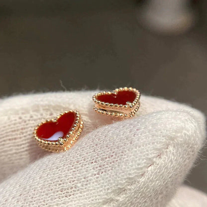 [Lumina]HEART CARNELIAN STUD EARRINGS