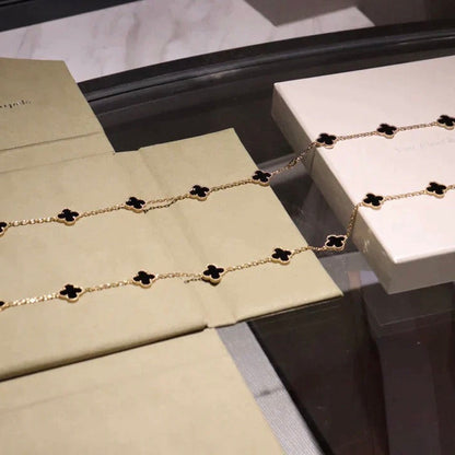 [Lumina]CLOVER 20 MOTIFS ONYX NECKLACE