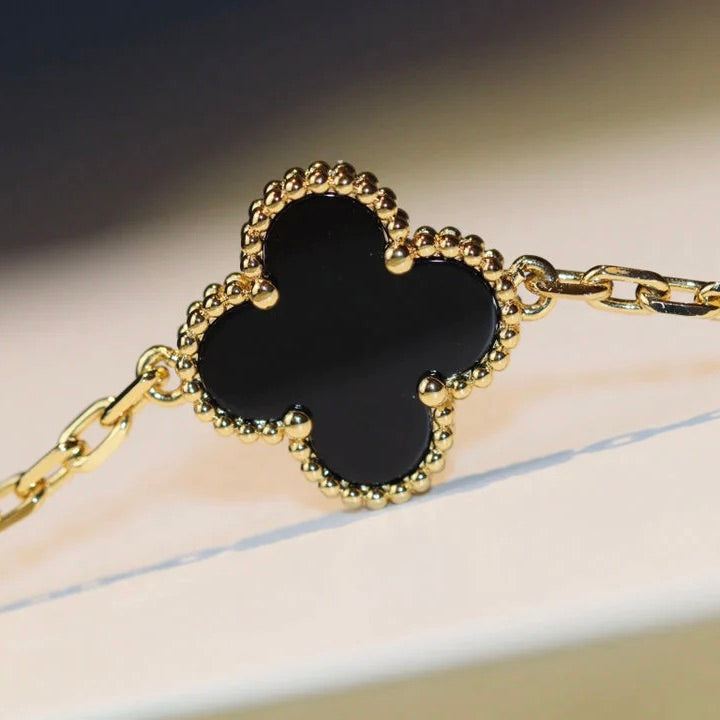 [Lumina]CLOVER 20 MOTIFS ONYX NECKLACE