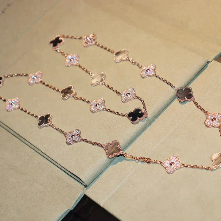 [Lumina]CLOVER 20 MOTIFS DARK MOP DIAMOND  NECKLACE