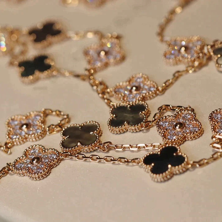 [Lumina]CLOVER 20 MOTIFS DARK MOP DIAMOND  NECKLACE
