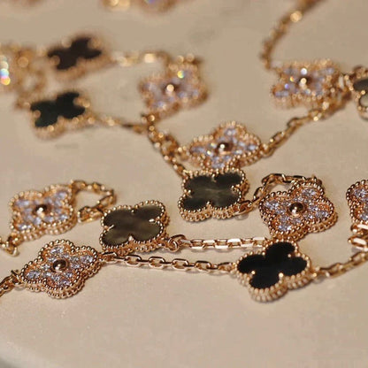 [Lumina]CLOVER 20 MOTIFS DARK MOP DIAMOND  NECKLACE