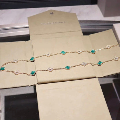 [Lumina]CLOVER 20 MOTIFS MALACHITE DIAMOND NECKLACE