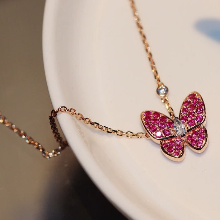 [Lumina]BUTTERFLY RED DIAMOND Lumina GOLD NECKLACE