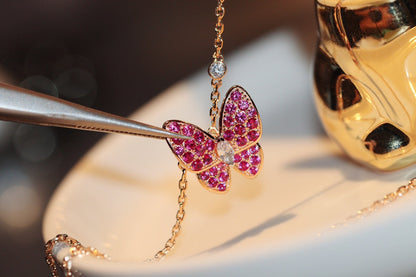 [Lumina]BUTTERFLY RED DIAMOND Lumina GOLD NECKLACE