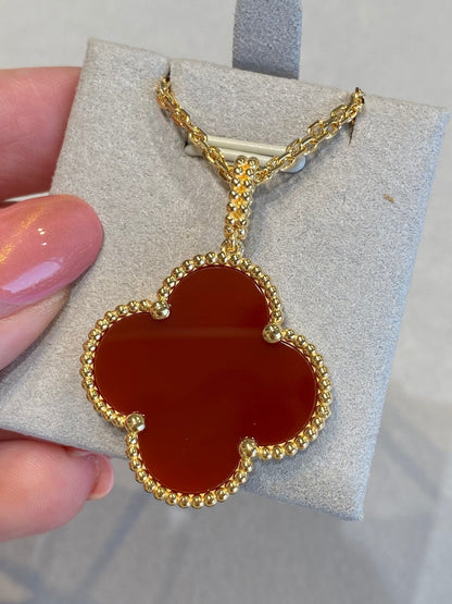 [Lumina]CLOVER 25MM NECKLACE GOLD CARNELIAN
