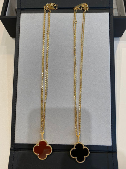 [Lumina]CLOVER 25MM NECKLACE GOLD CARNELIAN