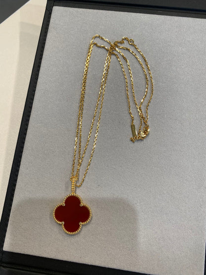 [Lumina]CLOVER 25MM NECKLACE GOLD CARNELIAN