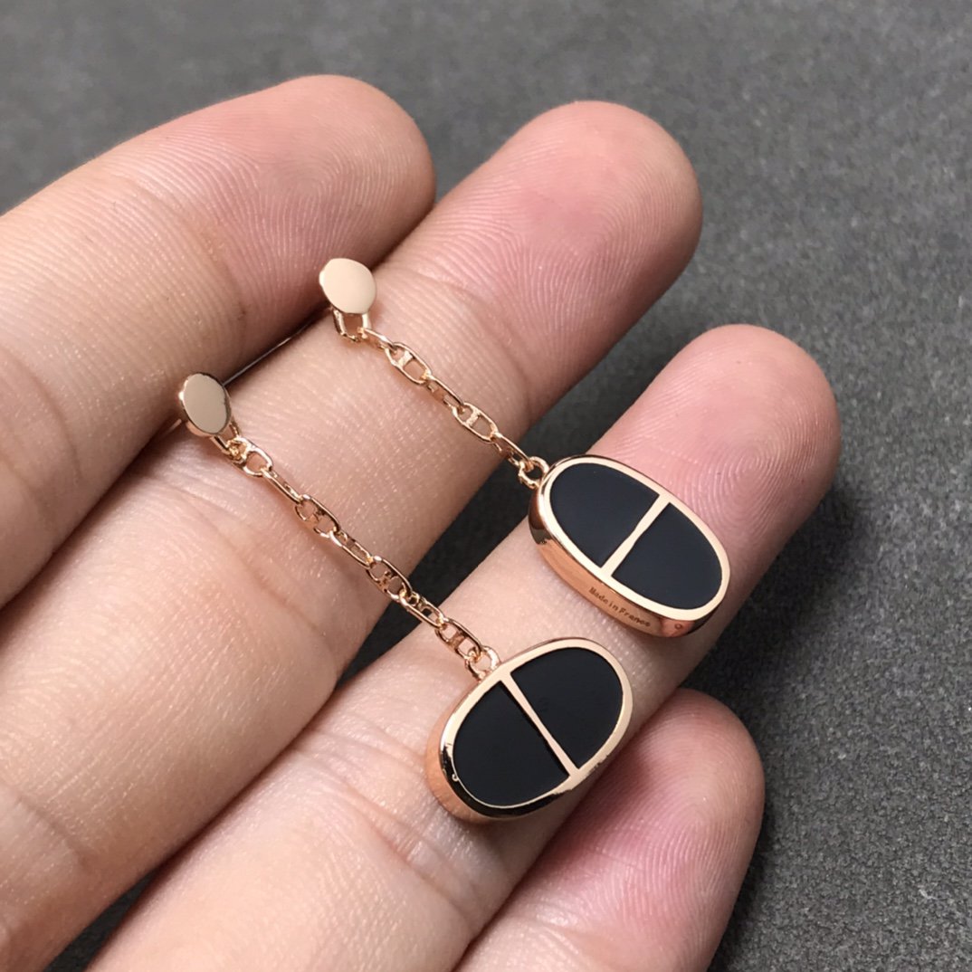 [Lumina]CHAINE VERSO BLACK CERAMIC SILVER EARRINGS