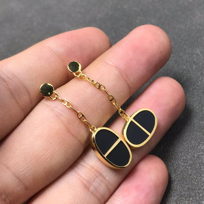 [Lumina]CHAINE VERSO BLACK CERAMIC SILVER EARRINGS