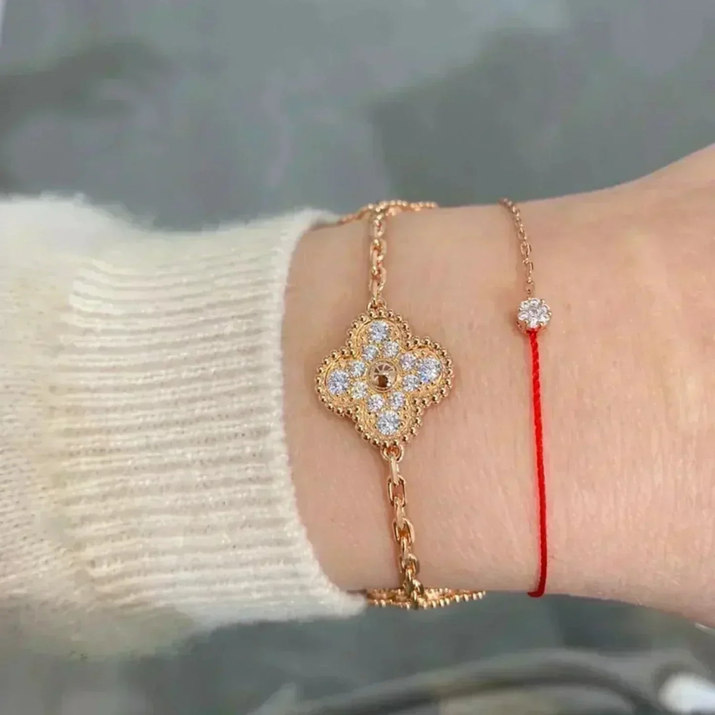 [Lumina] CLOVER 5 MOTIF FULL DIAMOND BRACELET COLLECTION
