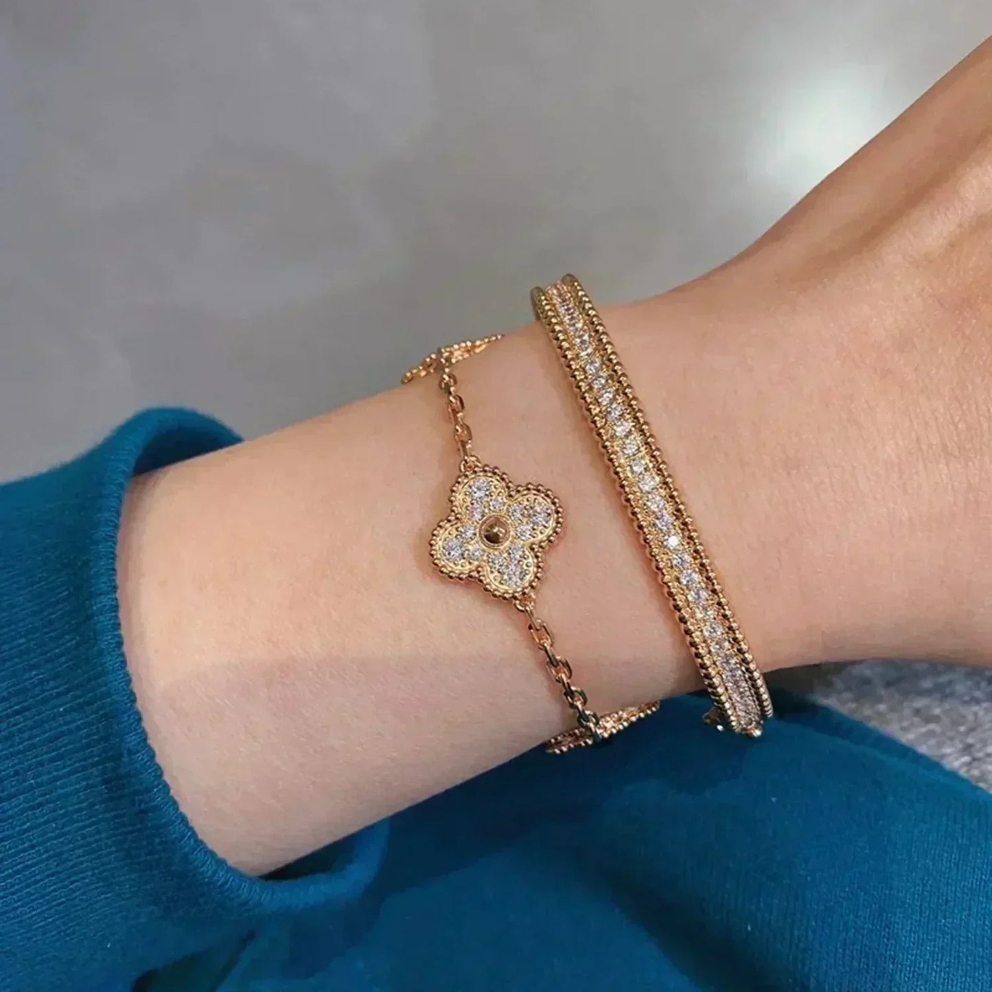 [Lumina] CLOVER 5 MOTIF FULL DIAMOND BRACELET COLLECTION