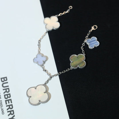 [Lumina]CLOVER BRACELET 5 MOTIFS MOP CHALCEDONY SILVER