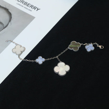 [Lumina]CLOVER BRACELET 5 MOTIFS MOP CHALCEDONY SILVER