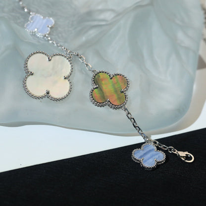 [Lumina]CLOVER BRACELET 5 MOTIFS MOP CHALCEDONY SILVER