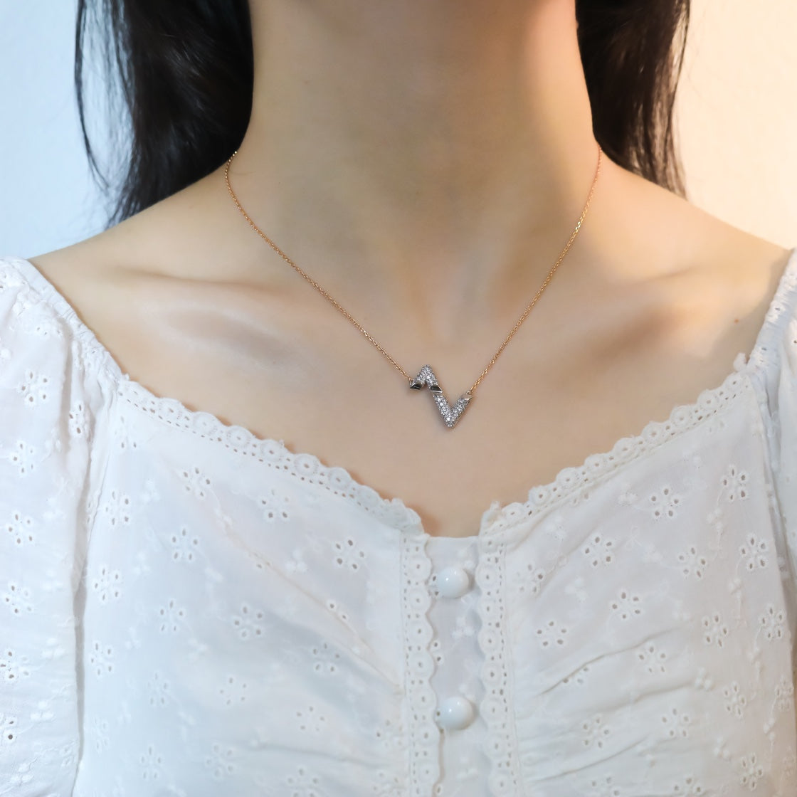 [Lumina]VOLT SILVER DIAMOND PEDANT NECKLACE