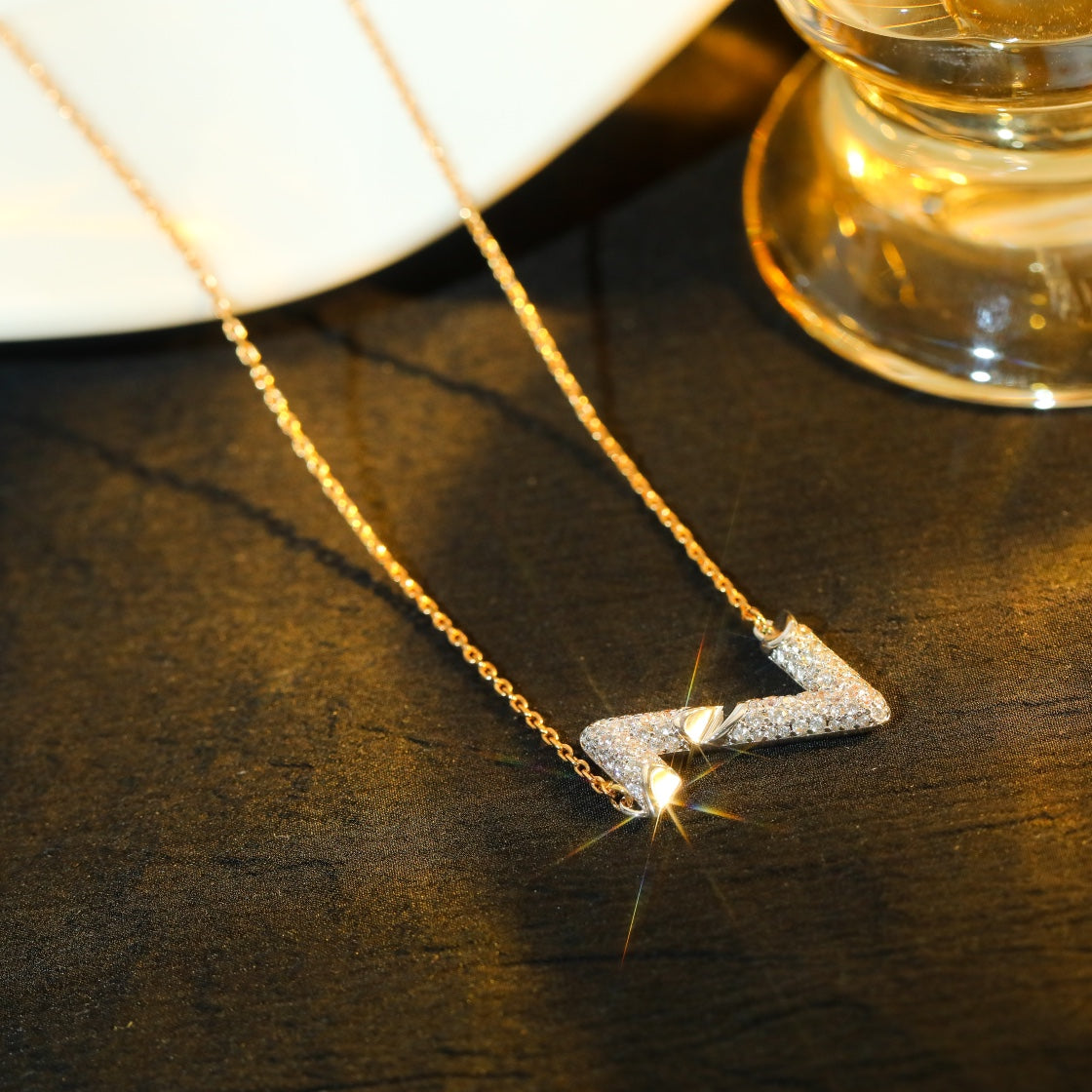[Lumina]VOLT SILVER DIAMOND PEDANT NECKLACE