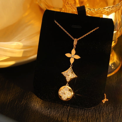 [Lumina]STAR AND SUN DIAMOND PINK GOLD NECKLACE