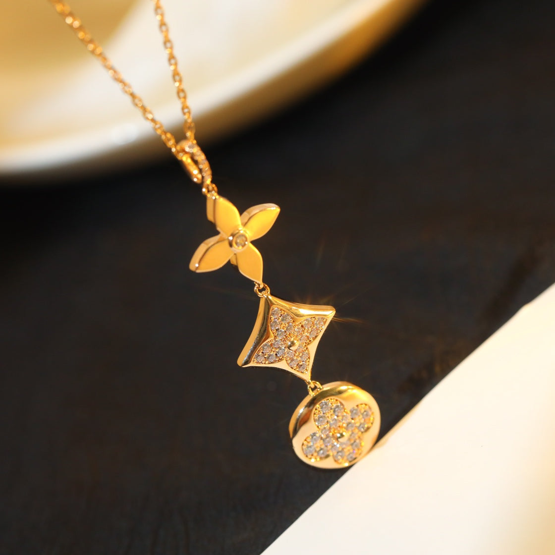 [Lumina]STAR AND SUN DIAMOND PINK GOLD NECKLACE