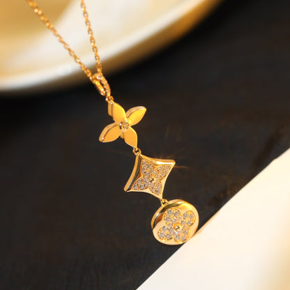 [Lumina]STAR AND SUN DIAMOND PINK GOLD NECKLACE