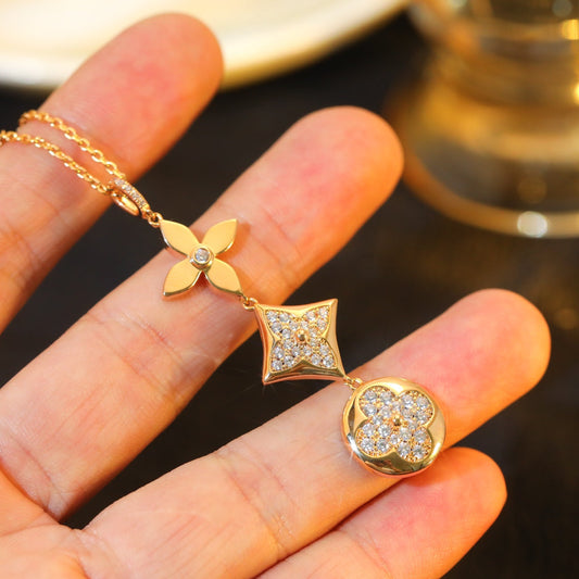 [Lumina]STAR AND SUN DIAMOND PINK GOLD NECKLACE