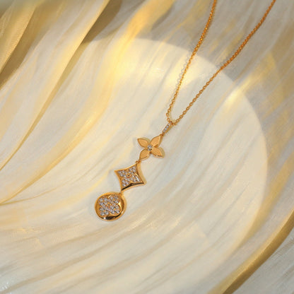 [Lumina]STAR AND SUN DIAMOND PINK GOLD NECKLACE