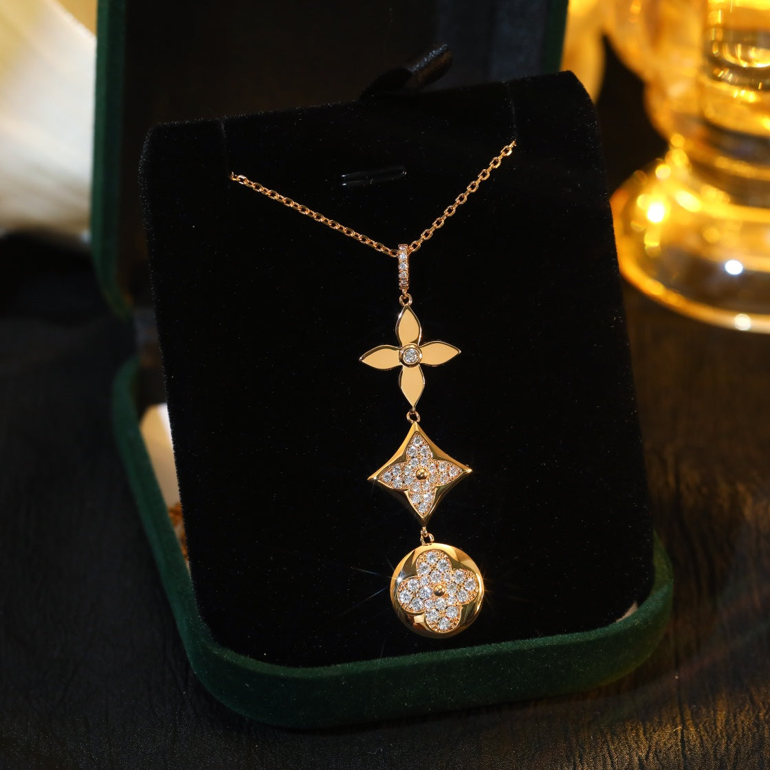 [Lumina]STAR AND SUN DIAMOND PINK GOLD NECKLACE