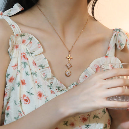 [Lumina]STAR AND SUN DIAMOND PINK GOLD NECKLACE