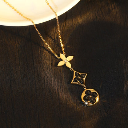 [Lumina]STAR AND SUN ONYX PINK GOLD NECKLACE