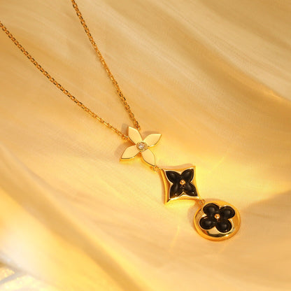 [Lumina]STAR AND SUN ONYX PINK GOLD NECKLACE
