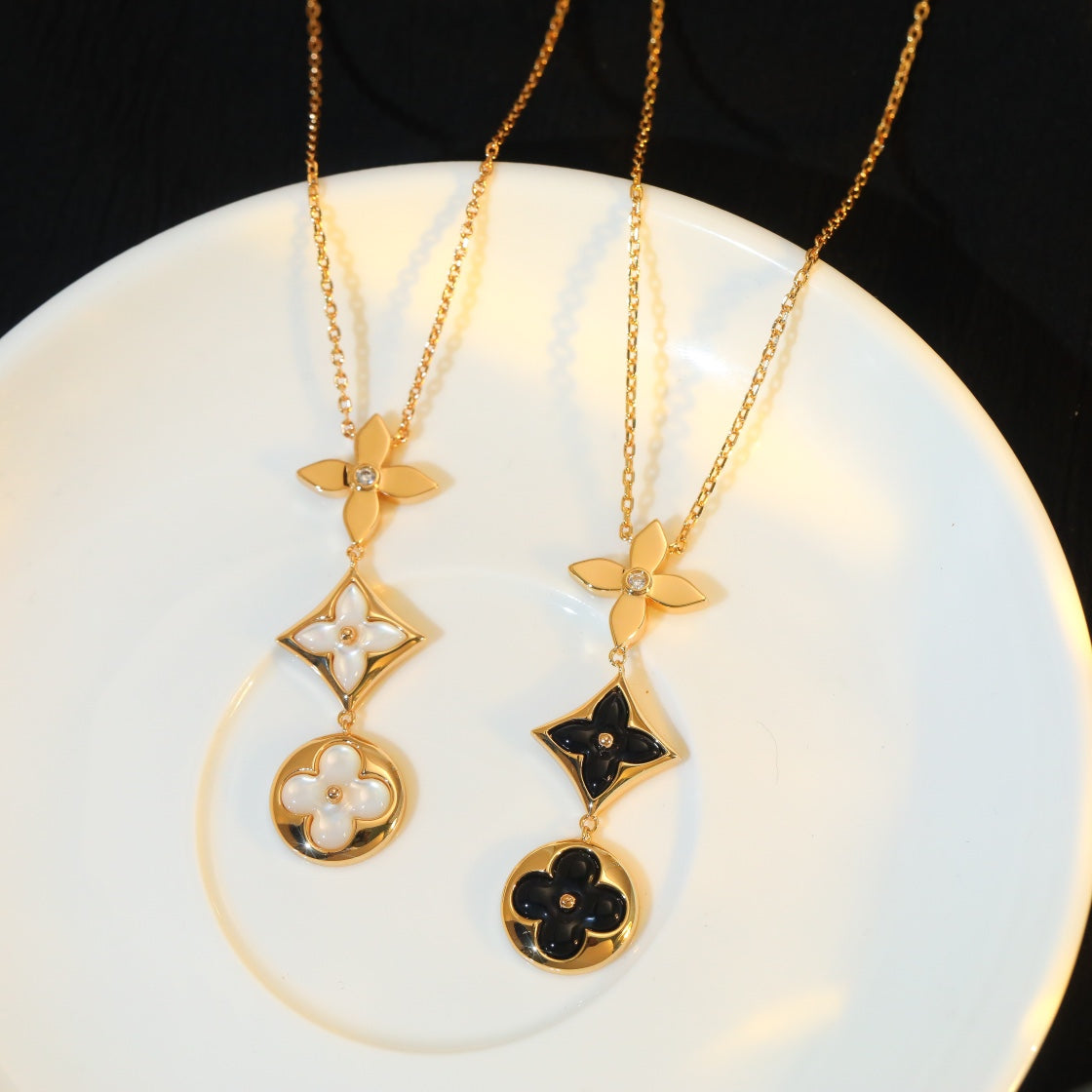 [Lumina]STAR AND SUN ONYX PINK GOLD NECKLACE