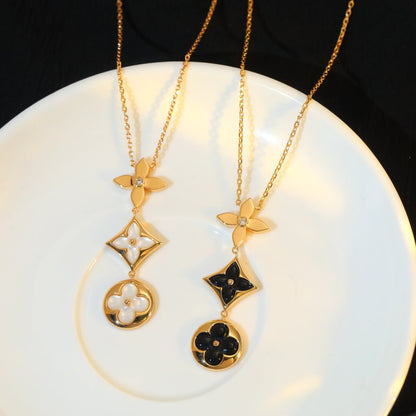 [Lumina]STAR AND SUN ONYX PINK GOLD NECKLACE